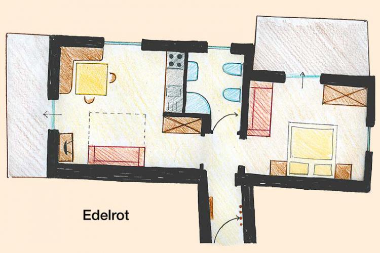 Piantina dell’appartamento vacanze Edelrot